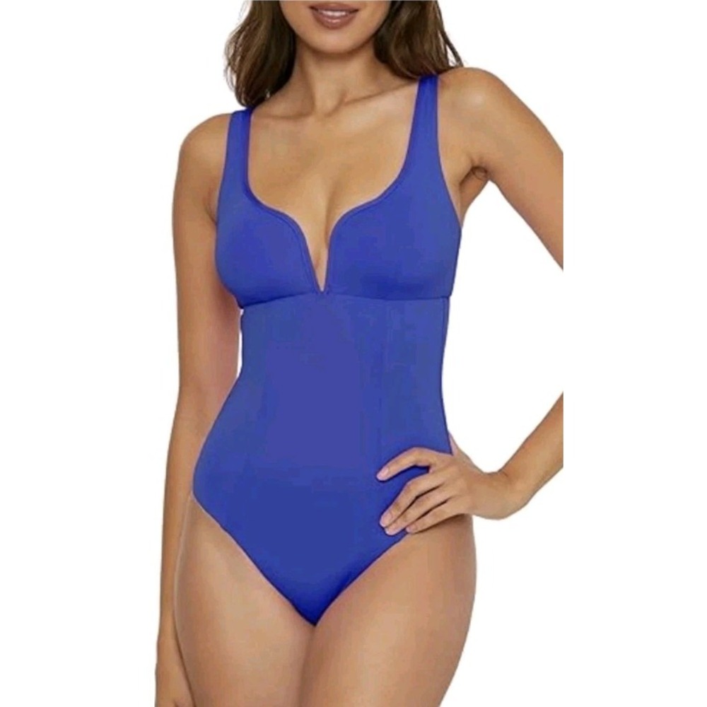 New BECCA Women S Erin One Piece Swimsuit Ultramarine Blue VWire Open Tie Back